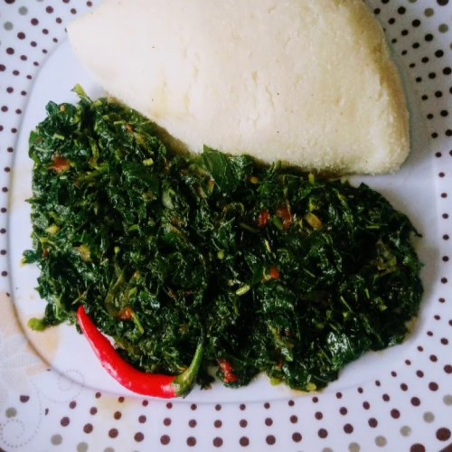 Terere/mchicha with Ugali