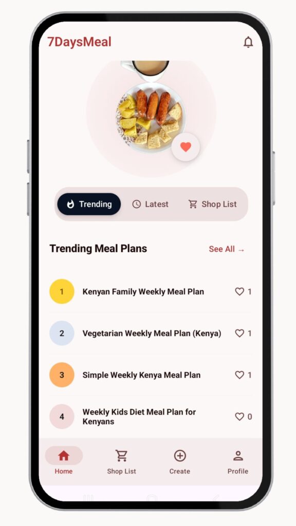 7Daysmeal app screenshot