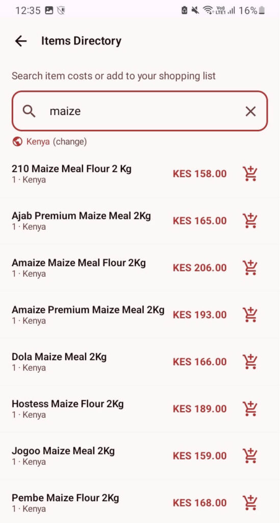 Check Prices of Basic Goods in Kenya (1)